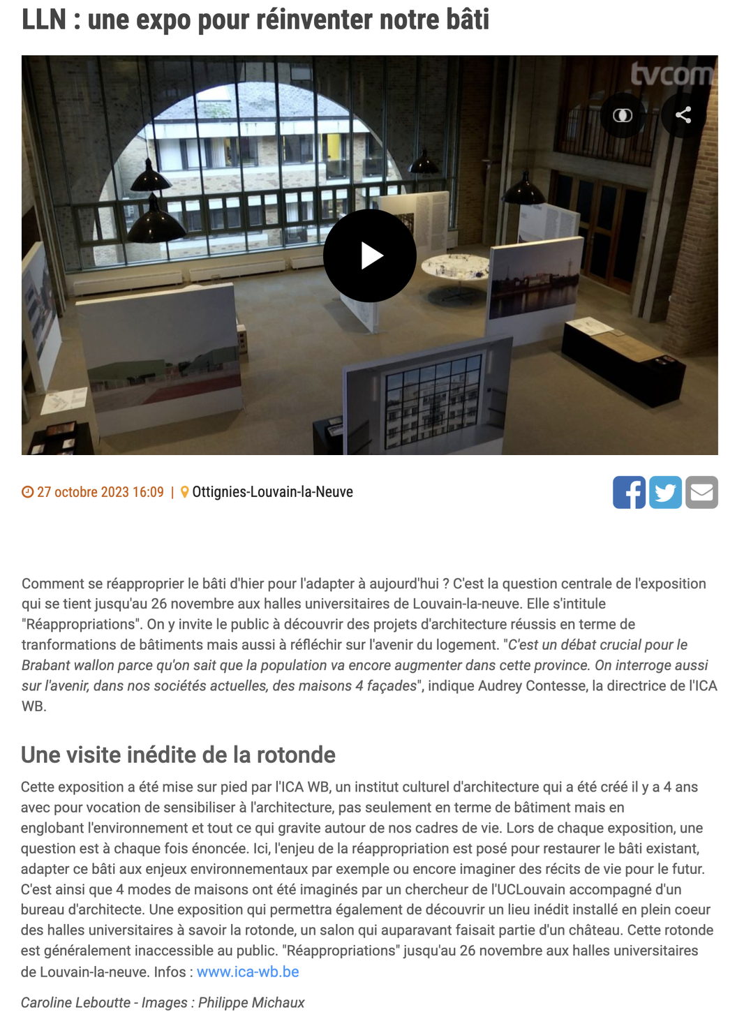 Reportage de la télévision brabançonne TVCom