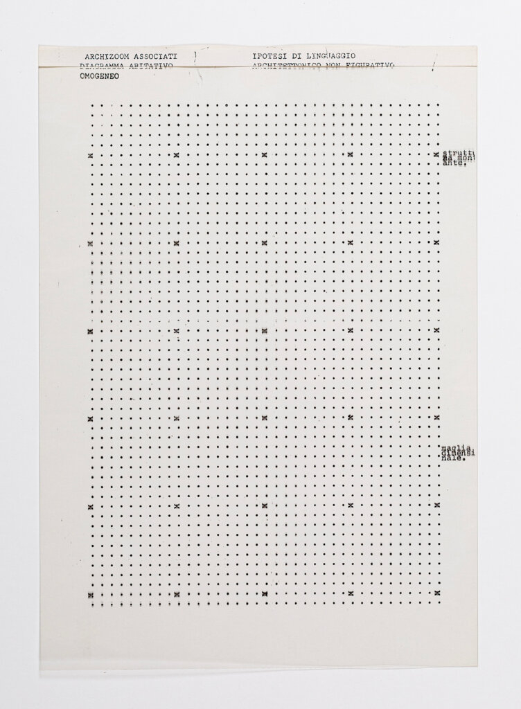[Image 3] Archizoom Associata, Homogeneous Housing Diagram – Hypothesis of a non-figurative Architectural Language, 1969–1972. © Drawing Matter Collection