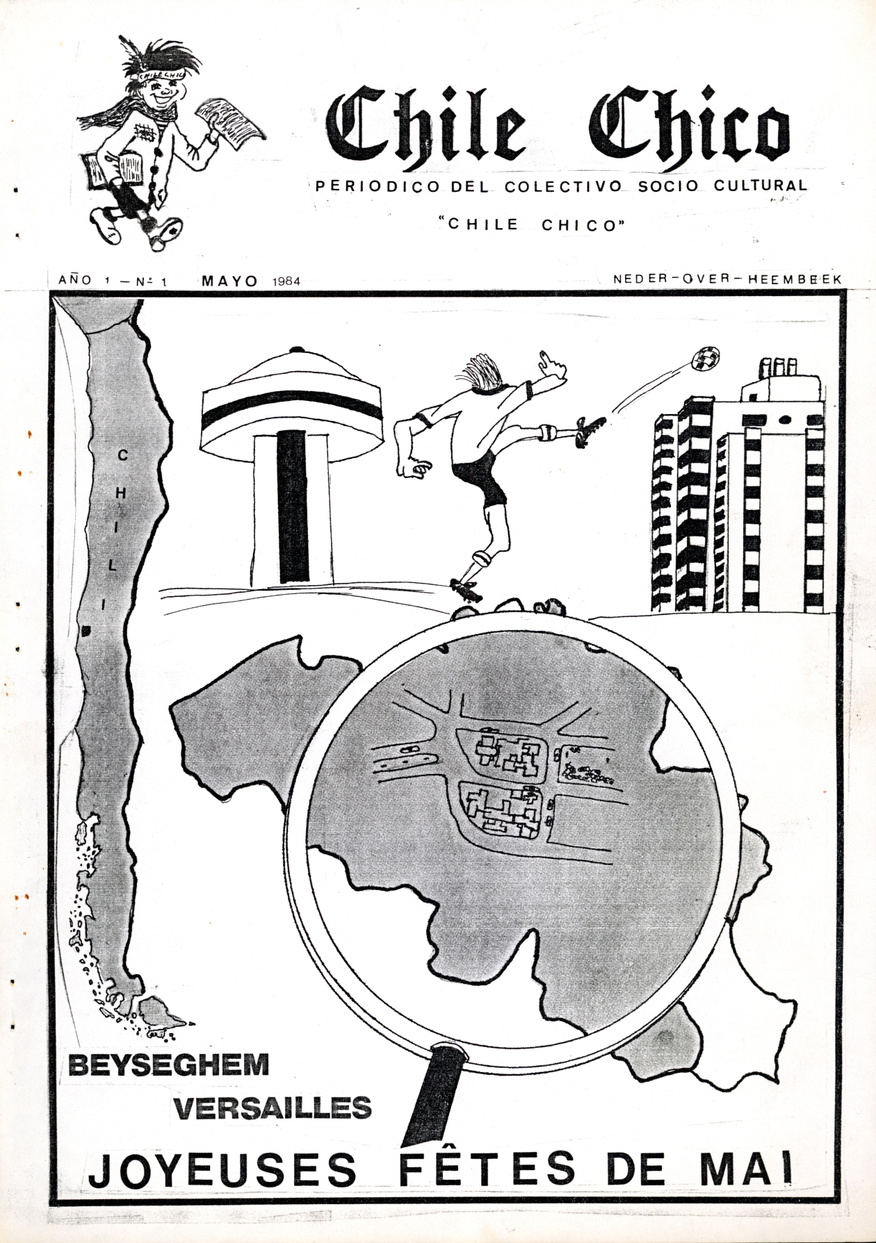 Couverture du magazine créée par le collectif sportif Chile Chico et le quartier Versailles, mai 1982. Document issu de la collection Sergio Rojas.