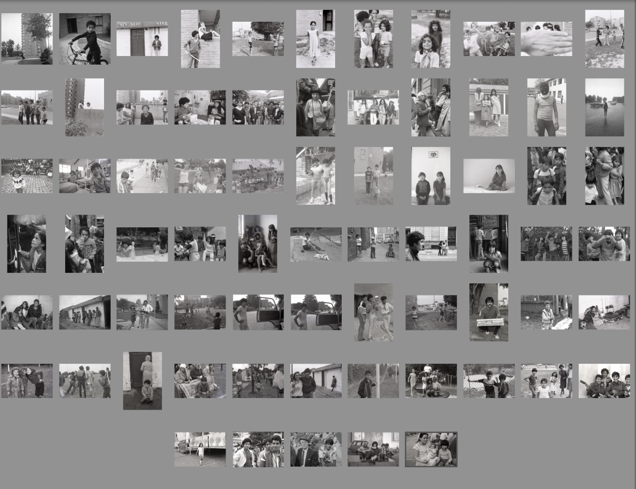 Montage photographique en noir et blanc des résident·e·s chilien·ne·s du quartier Versailles à Neder-Over-Heembeek
