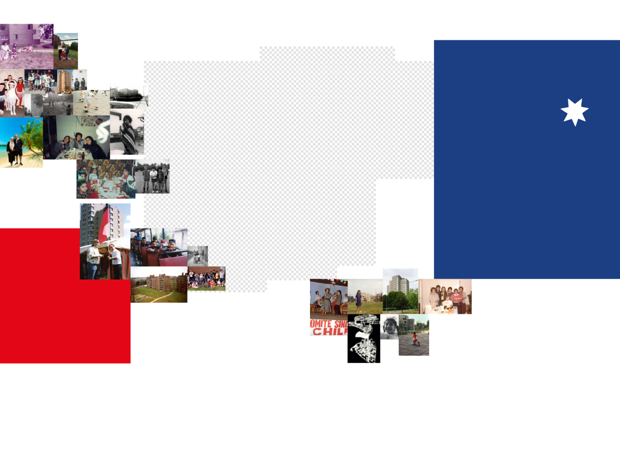 Planche du livre Chile Chico et le quartier Versailles, conçue par Amina Saadi et co-auteur Ema Tytgat (en charge de la collecte), réalisée sur la base de l’inventaire collaboratif constitué avec les habitant·e·s du quartier.