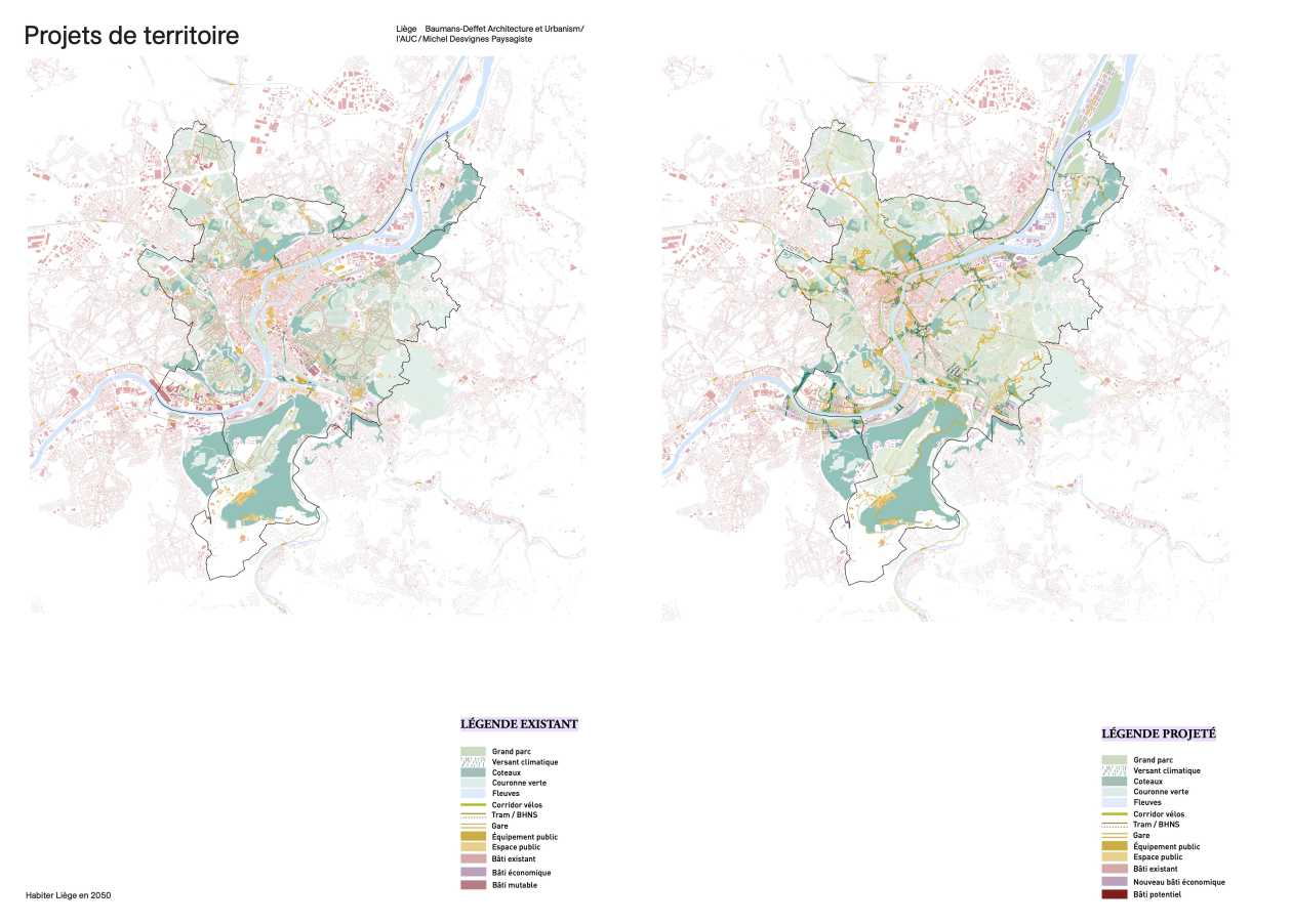 Projet de territoire Liège © Baumans-Deffet Architecture et Urbanism / l’AUC / Michel Desvignes Paysagiste