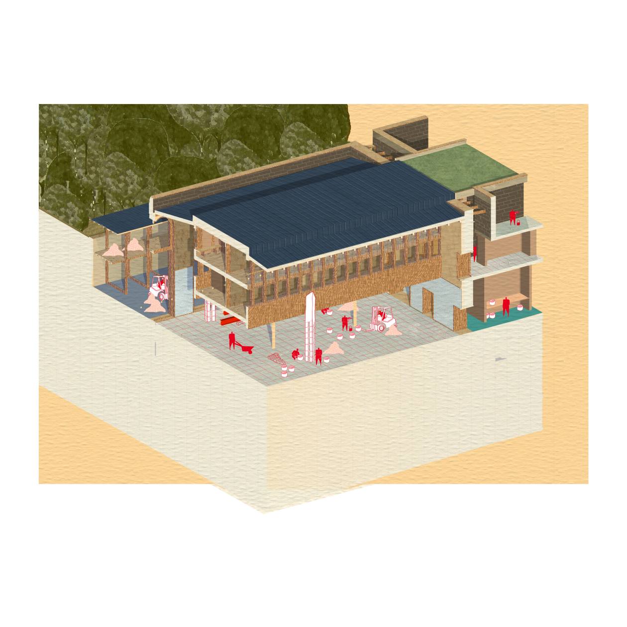 Axonométrie de la MacroFactory © Bento