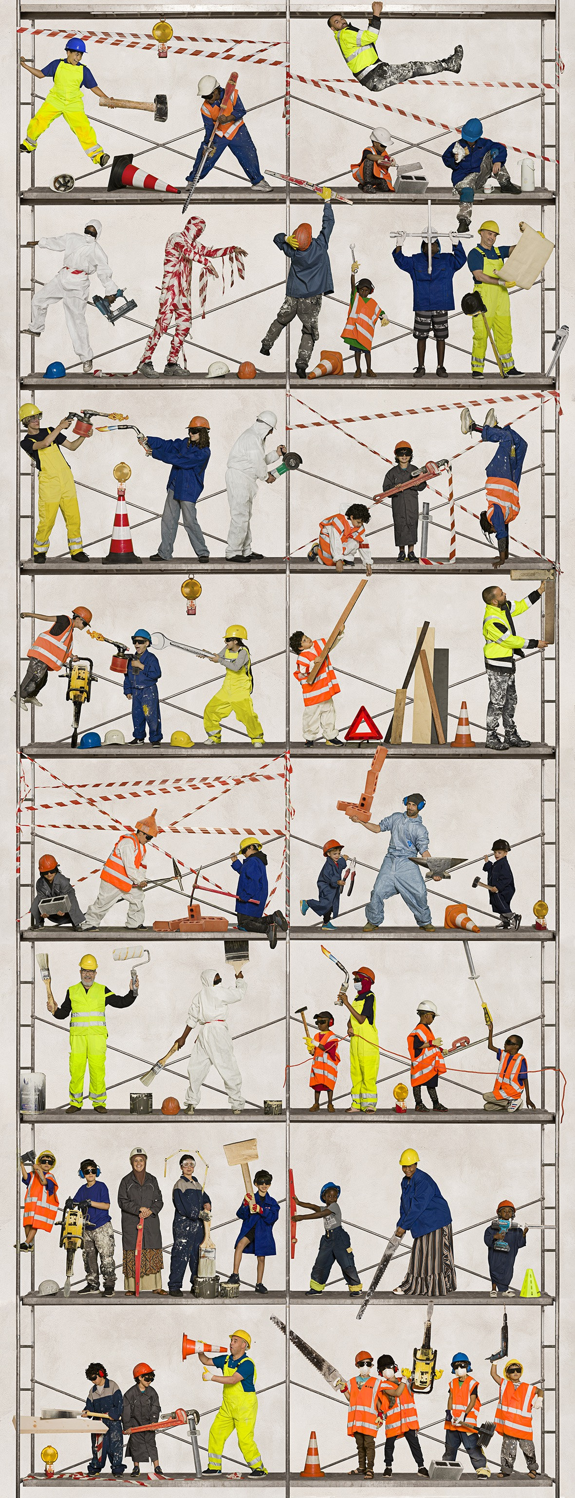 Photomontage de la fresque. mage finale de la fresque installée dans le parc de la Rosée. Dimension +- 3m x 7m