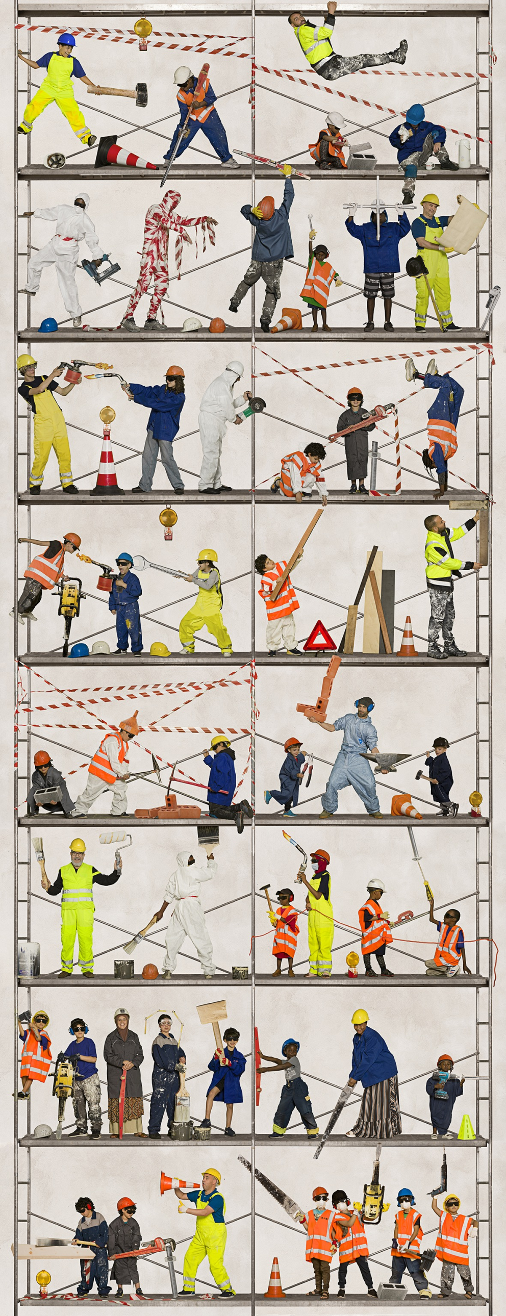 Photomontage de la fresque. mage finale de la fresque installée dans le parc de la Rosée. Dimension +- 3m x 7m